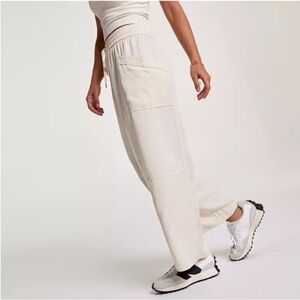 CALIA Journey Collection Wide Leg High Rise Ankle Pant in Cream NWT